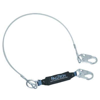 FallTech 6' ViewPack Coated Cable Energy Absorbing Lanyard Single-leg with Steel Snap Hooks - 8357
