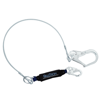 FallTech 6' ViewPack Coated Cable Energy Absorbing Lanyard Single-leg with Steel Connectors - 83573