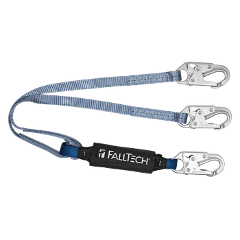 FallTech 4' ViewPack Energy Absorbing Lanyard Double-leg with Steel Snap Hooks - 826084