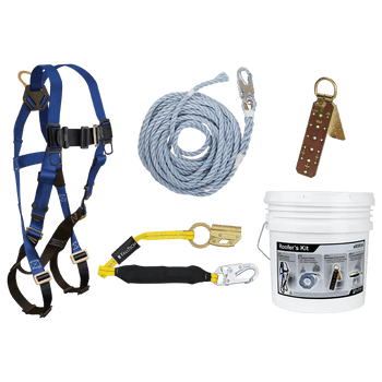 FallTech Roofer's Kit with Hinged Reusable Anchor and Manual Rope Adjuster - 8593A