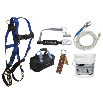 FallTech Roofer's Kit with Hinged Reusable Anchor Trailing Rope Adjuster and Large Bag - 8595RA