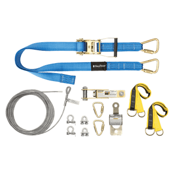 FallTech 60' SteelGrip Plus Temporary Cable HLL System with Web Pass-through Anchors - 60260AR