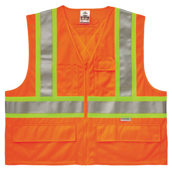 GloWear 8235ZX Two-Tone X-Back Safety Vest - Type R, Class 2, Zipper - Orange