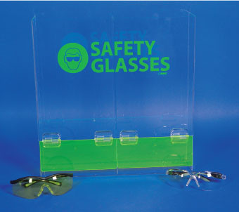 Acrylic - Safety Glasses Dispenser Double Compartment - 16H X 15.75W X 4D - ASG-3