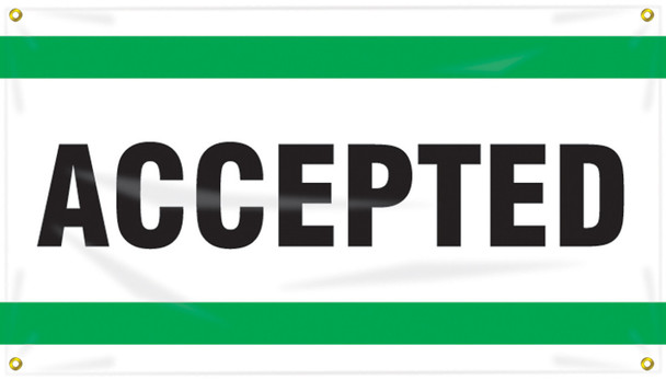 Quality Control Ceiling Banner: Accepted 28" x 4-ft. 1/Each - MBC103