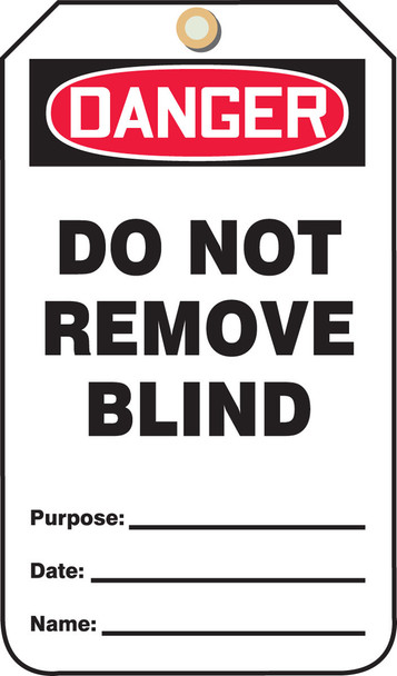 OSHA Danger Safety Tag: Do Not Remove Blind RP-Plastic 25/Pack - MDT243PTP