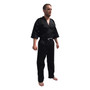 V-NECK Kickboxing Uniform "3/4 Sleeve" Black - ADULT 180cm/190cm (KSVNUK-B)