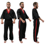 V-NECK Kickboxing Uniform "3/4 Sleeve" Black/Red - ADULT