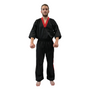 V-NECK Kickboxing Uniform "3/4 Sleeve" Black/Red - ADULT