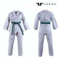 Tusah White Collar WTF Approved Uniform - Size 190cm (TTPWH)