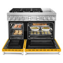 Cuisinière commerciale intelligente bicombustible KitchenAid® avec plaque chauffante, 48 po KFDC558JYP