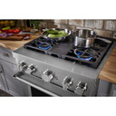 Kitchenaid® Cuisinière commerciale intelligente bicombustible avec 4 brûleurs - 30 po KFDC500JSS