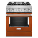 Kitchenaid® Cuisinière commerciale intelligente bicombustible avec 4 brûleurs - 30 po KFDC500JSC