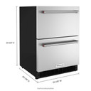Kitchenaid® Réfrigérateur sous le comptoir en acier inoxydable à double tiroir - 24 po KUDR204KSB