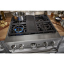 Kitchenaid® Cuisinière commerciale intelligente bicombustible avec 4 brûleurs - 30 po KFDC500JMH