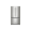 Kitchenaid® Réfrigérateur à portes françaises à profondeur de comptoir et distributeur intérieur de 20 pi cu, 26 po KRFC136RPS