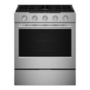 Kitchenaid® Cuisinière au gaz coulissante intelligente avec modes de cuisson à convection et brûleur 2 en 1 - 5 pi cu KSGS530SPS