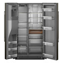 Kitchenaid® Réfrigérateur côte à côte à profondeur de comptoir, avec distributeur d’eau et de glaçons extérieur et fini noir minerai - 20.8 pi cu KRSC536RBE