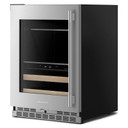 Kitchenaid® Centre de rafraîchissements avec porte en verre et porte-bouteilles à devant en bois - 24 po KUBL524SPS