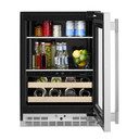 Kitchenaid® Centre de rafraîchissements avec porte en verre et porte-bouteilles à devant en bois - 24 po KUBR524SPS