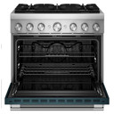Kitchenaid® Cuisinière bicombustible de style commercial à 6 brûleurs avec mode de friture à air sans préchauffage de 36 po KFDS936SAG