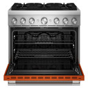 Kitchenaid® Cuisinière bicombustible de style commercial à 6 brûleurs avec mode de friture à air sans préchauffage de 36 po KFDS936SSC