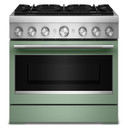 Kitchenaid® Cuisinière bicombustible de style commercial à 6 brûleurs avec mode de friture à air sans préchauffage de 36 po KFDS936SDC