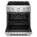 Cuisinière au gaz de style commercial à 4 brûleurs avec mode de friture à air sans préchauffage KitchenAid® de 30 po KFGS930SSS