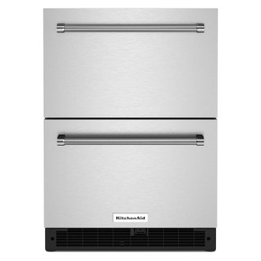 Kitchenaid® Réfrigérateur sous le comptoir en acier inoxydable à double tiroir - 24 po KUDR204KSB