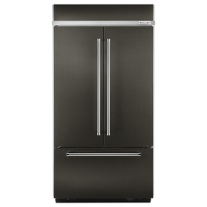 Kitchenaid® Réfrigérateur encastré à portes françaises en inox avec design intérieur platine et fini PrintShieldTM - 24.2 pi cu - 42 po KBFN502EBS