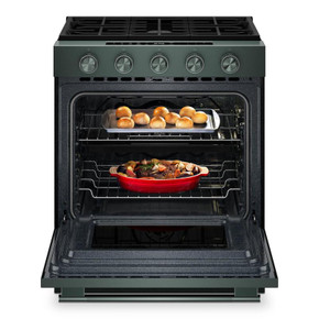 Kitchenaid® Cuisinière au gaz coulissante intelligente avec modes de cuisson à convection et brûleur 2 en 1 - 5 pi cu KSGS530SJP