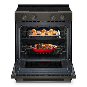 Kitchenaid® Cuisinière électrique coulissante avec deux éléments Even-Heat™ Hyper et modes de cuisson à convection - 5,3 pi cu YKSES530SBE
