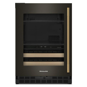 Kitchenaid® Centre de rafraîchissements avec porte en verre et porte-bouteilles à devant en bois - 24 po KUBL524SBE