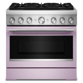 Kitchenaid® Cuisinière bicombustible de style commercial à 6 brûleurs avec mode de friture à air sans préchauffage de 36 po KFDS936SWF