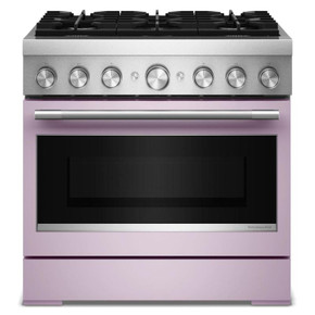 Kitchenaid® Cuisinière bicombustible de style commercial à 6 brûleurs avec mode de friture à air sans préchauffage de 36 po KFDS936SWF