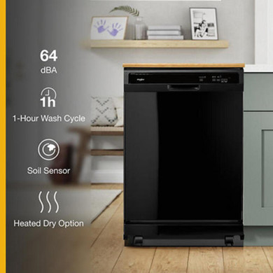 Whirlpool® Lave-vaisselle robuste avec programme de lavage en une heure WDP370PAHB