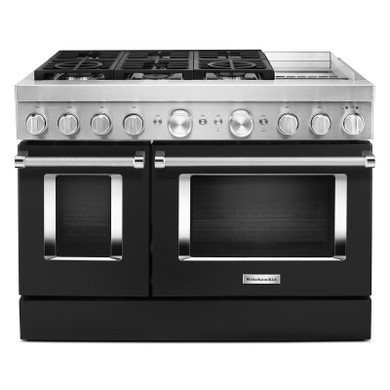 Cuisinière commerciale intelligente bicombustible KitchenAid® avec plaque chauffante, 48 po KFDC558JBK