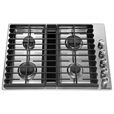 Kitchenaid® Table de cuisson au gaz à évacuation descendante avec 4 brûleurs - 30 po KCGD500GSS