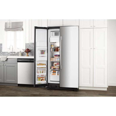 Amana® Réfrigérateur côte à côte avec distributeur externe d’eau et de glaçons à deux palettes, 33 po ASI2175GRS