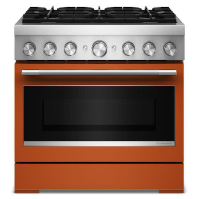 Kitchenaid® Cuisinière bicombustible de style commercial à 6 brûleurs avec mode de friture à air sans préchauffage de 36 po KFDS936SSC