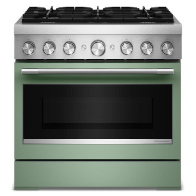 Kitchenaid® Cuisinière bicombustible de style commercial à 6 brûleurs avec mode de friture à air sans préchauffage de 36 po KFDS936SDC
