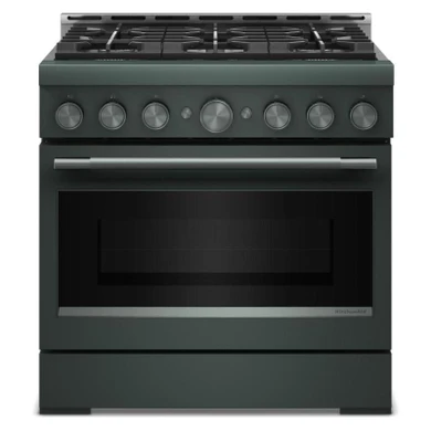 Cuisinière au gaz de style commercial à 6 brûleurs avec mode de friture à air sans préchauffage KitchenAid® de 36 po KFGS936SJP