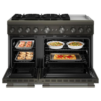 Table de cuisson bicombustible à 6 brûleurs avec plaque chauffante  KitchenAid® de 48 po KFDD948SBE