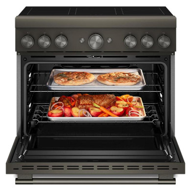Cuisinière à induction non encastrée de style commercial à 6 éléments avec friture à air KitchenAid® de 36 po KFIS936SBE