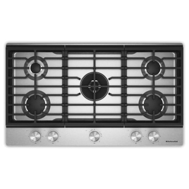 Kitchenaid® Gas-on-Metal Cooktop with an Integrated Wok Grate and CookShield™ Finish KCGK536SSS