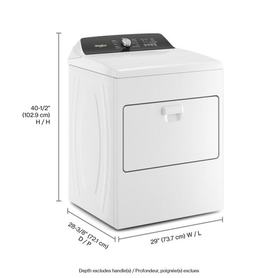 Whirlpool® Sécheuse au gaz à chargement vertical avec capteur d’humidité - 7 pi cu WGD5010LW