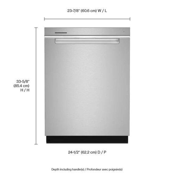 Whirlpool® Lave-vaisselle en acier inoxydable avec système de lavage à IA - 24 po - 47 dBA WDTA50SAKZ
