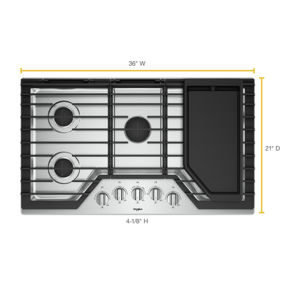 Whirlpool® Table de cuisson au gaz avec plaque chauffante - 36 po WCG97US6HS