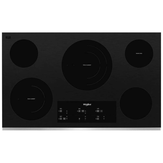 Whirlpool® Table de cuisson électrique en vitrocéramique avec élément radiant triple - 36 po WCE97US6KS