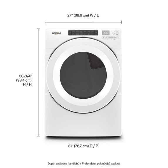 Whirlpool® Sécheuse au gaz à chargement frontal avec commandes tactiles intuitives - 7.4 pi cu WGD5620HW